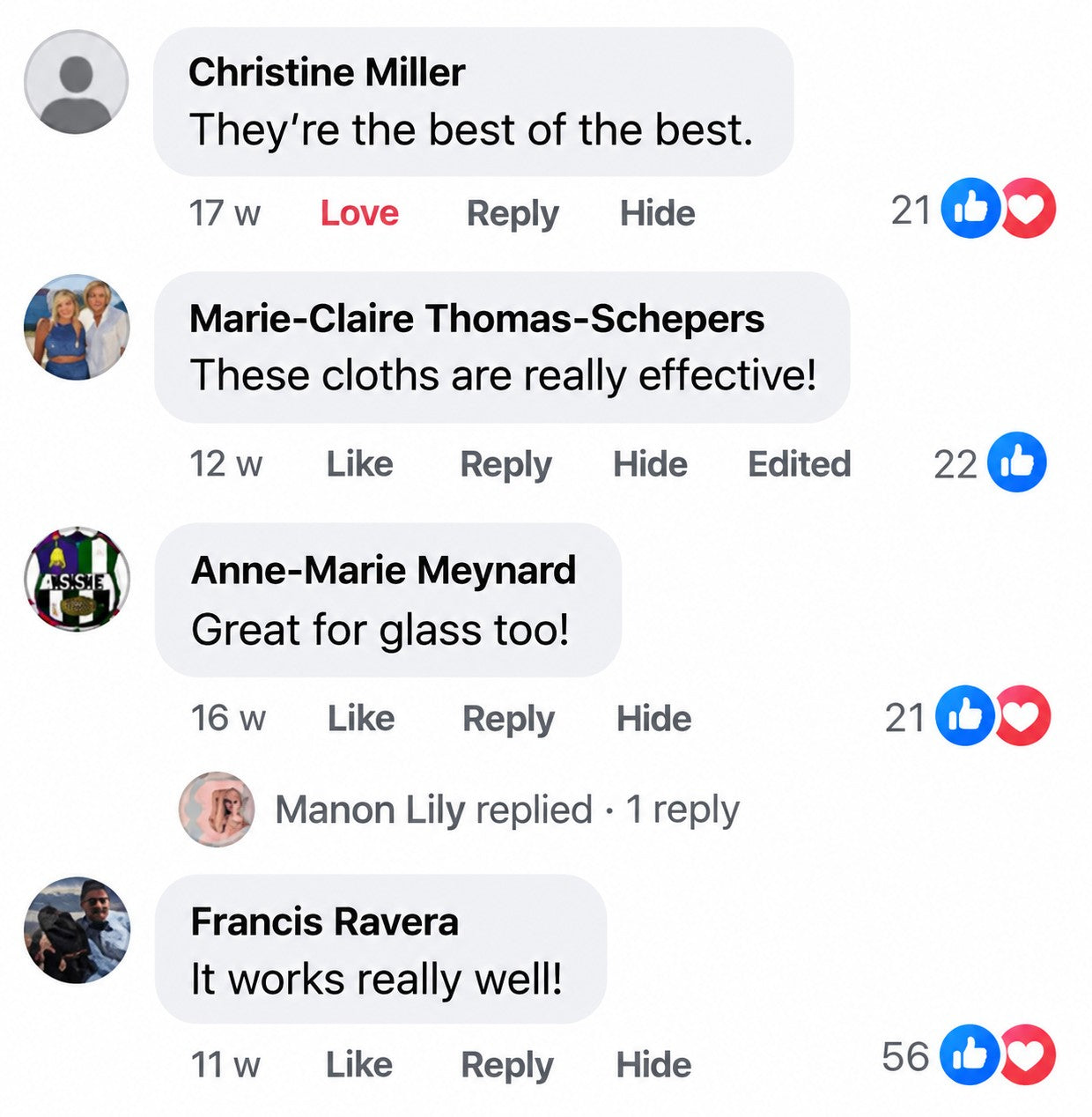 Customer review on Facebook