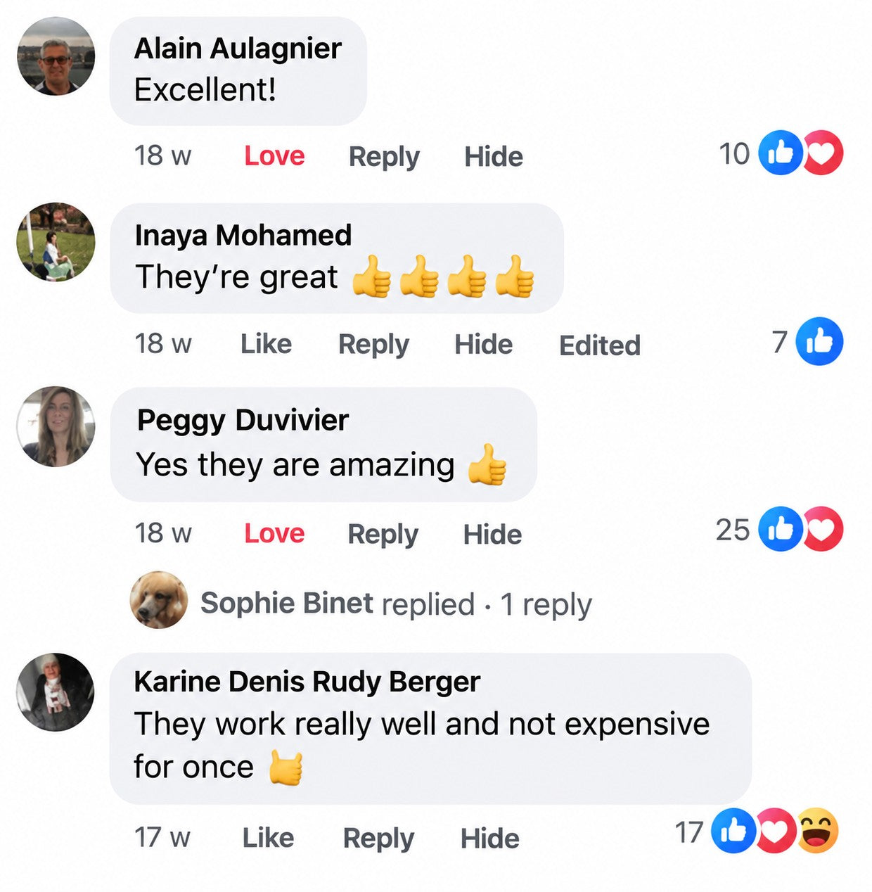 Customer review on Facebook