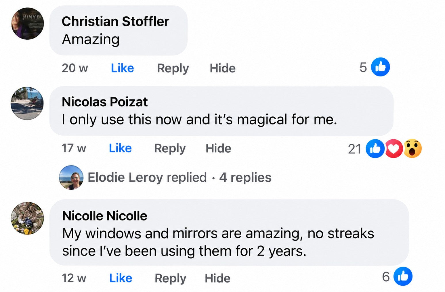 Customer review on Facebook