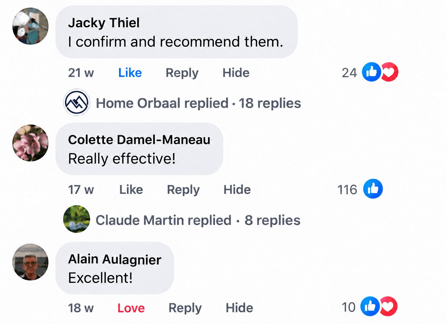 Customer review on Facebook