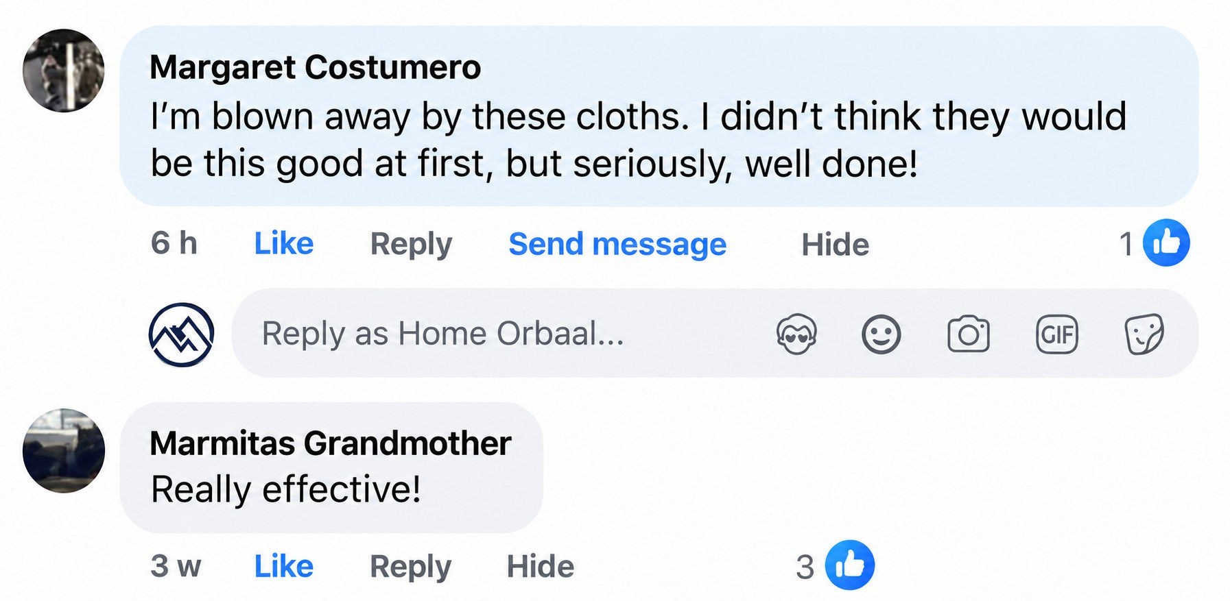 Customer review on Facebook